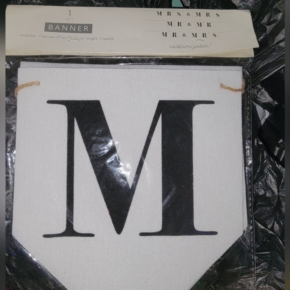 MRS & MRS, MR & MR, MR & MRS Wedding Banner White Burlap Fabric Twine 81” NEW - Picture 2 of 7